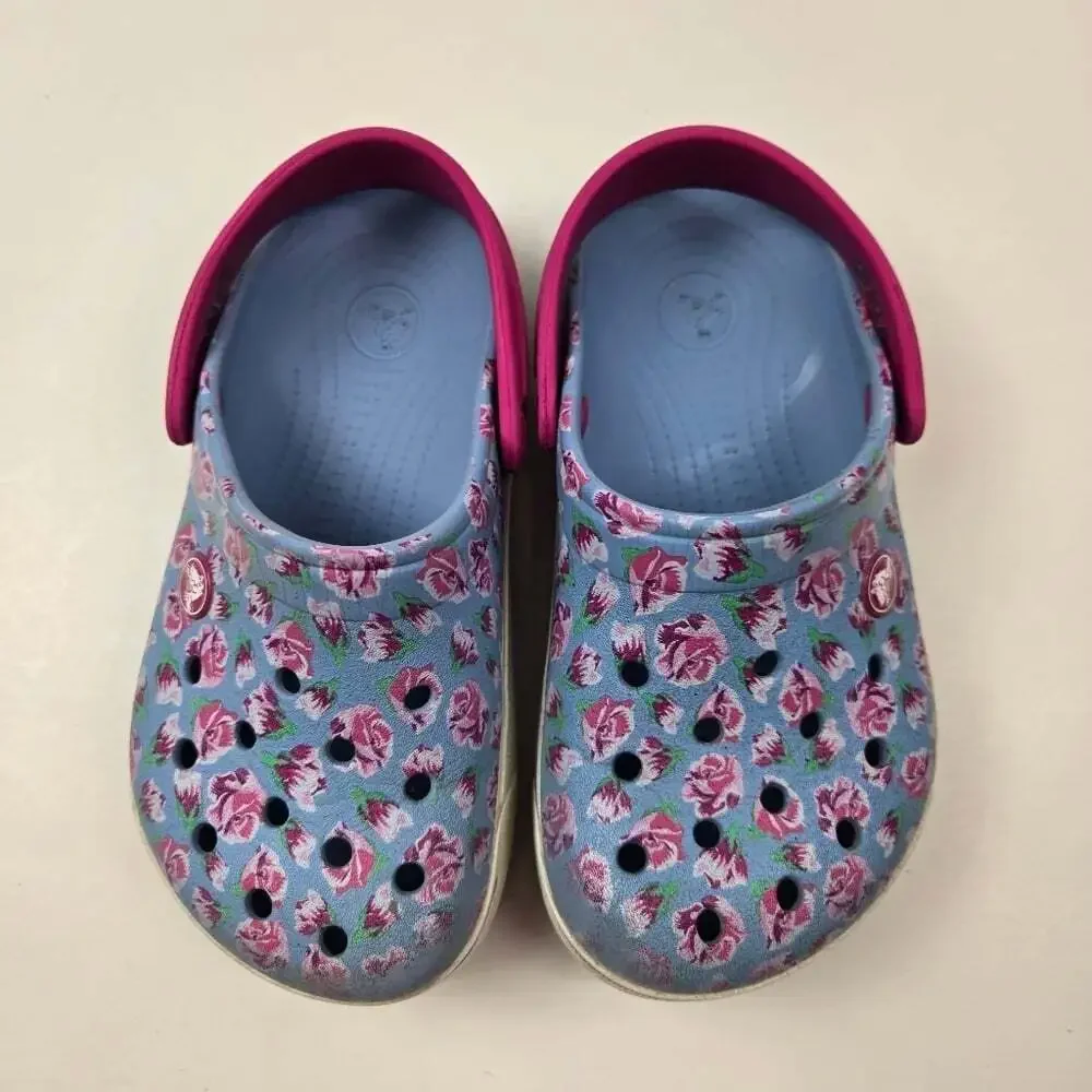 Crocs Kids  Pink floral clog water shoes  size J1